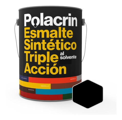 Imagen 1 de 6 de Esmalte Sintético Polacrin Triple Acción Negro Colores | 4lt