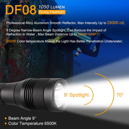 Securitying Impermeable 1000 Lúmenes Led Linterna De Buceo B