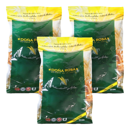 Fideos Doña Rosa Caseritos Multivegetales Sin Tacc 400g X3