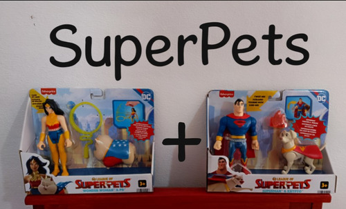 Figuras Superpets / Superman & Krypto + Wonderwoman / Duo