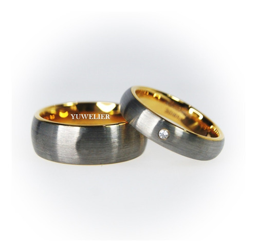 Par Anillos De Tungsteno Zirconia Pareja Matrimonio Regalo