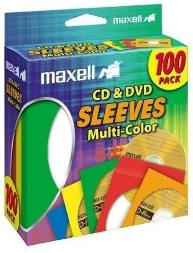 Maxell 190132 Cd Y Dvd Sleeves Multicolor100pk Paper