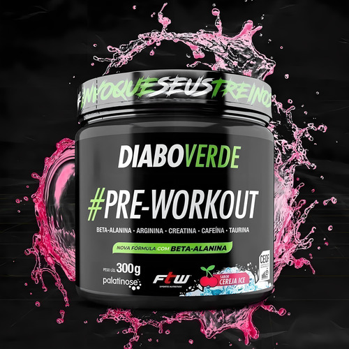 Cereza helada Pre Workout Green Devil Pre Workout, 300 g, Ftw