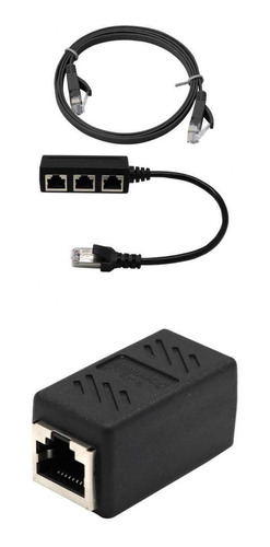 Adaptador Extensão Ethernet & Cabo Cat6 + Rj -45 F / F Acop