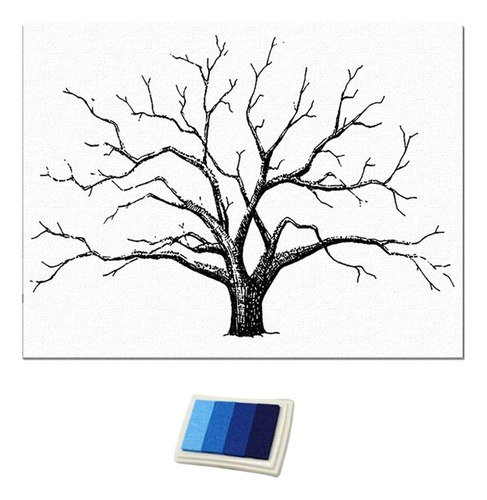 Boda, Huella De Digital, Árbol, Pintura De , Firma De Azul