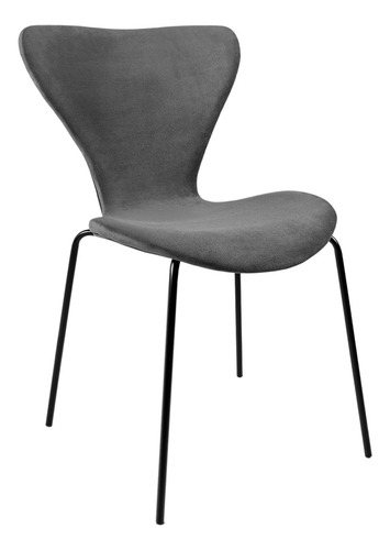 Juego Set 4 Sillas Tapizadas Terciopelo Comedor Minimalista Estructura de la silla Negro Asiento Gris oscuro