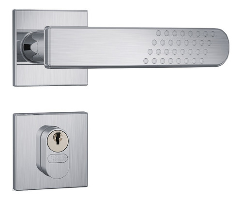 Fechadura Externa Stam Inox Escovado 803/21 Roseta Quadrada