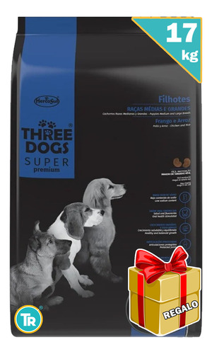 Three Dogs Super Premium Cachorros 17 Kg