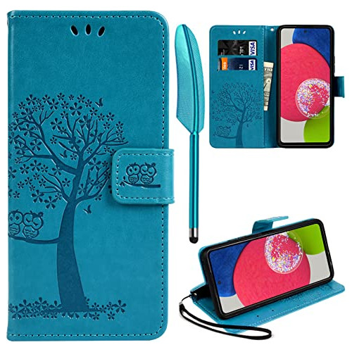 Funda Cartera Para Galaxy A53 5g Teal Leather-02