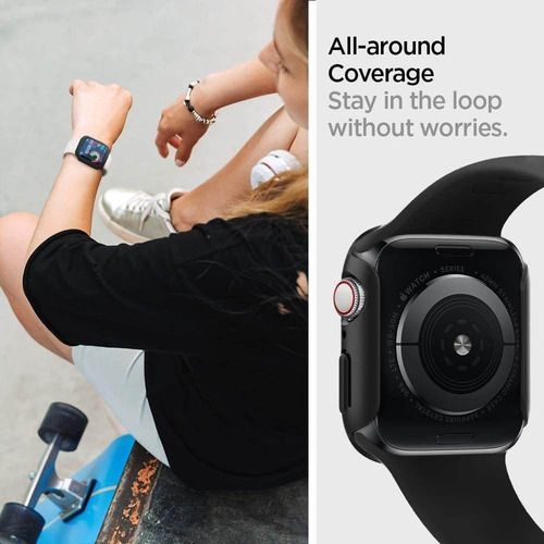 Imagen 5 de 6 de Funda Spigen Thin Fit Apple Watch 40 Mm 6/se/5/4 Negro