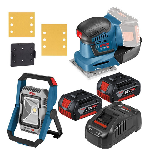 Lijadora Inalámbrica Bosch Gss 18v-10 + Linterna Led + 2 Bat