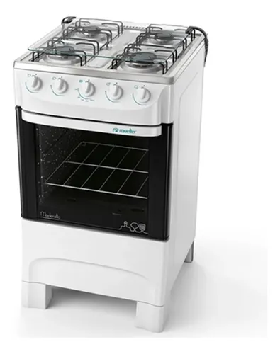 Cocina A Gas Eldom Berlin 4 Hornallas Con Visor De Horno Blanco