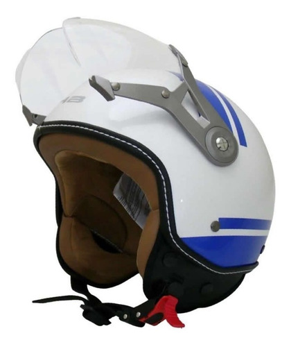 Casco Moto Certificado Abierto Ghb 288 Palermo Blanco Azul