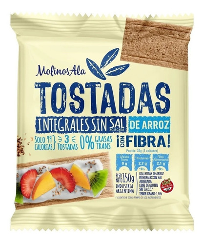 Tostadas Arroz Integral Sin Sal Molinos Ala 150g Sin Tacc