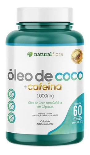 Óleo De Coco Cafeína 1000mg 60 Cap Auxilia No Sistema Imun Sabor Sem Sabor