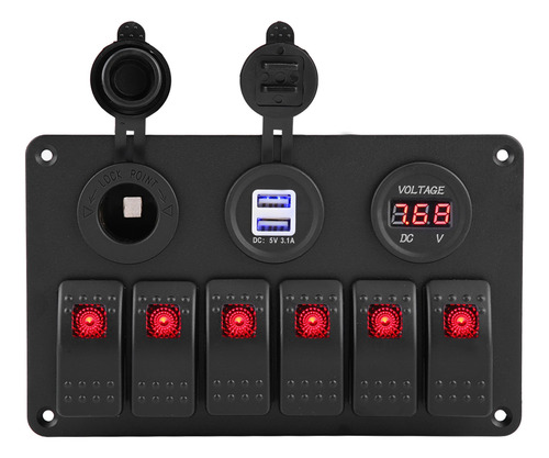 Rocker Rojo Para Coche, 12 V, 24 V, 6 Bandas, Barco, Panel L