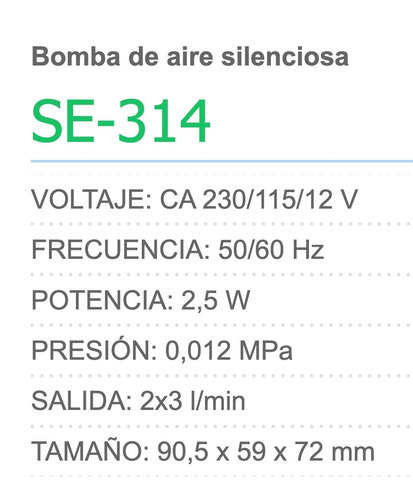 Imagen 2 de 2 de Bomba De Aire Silenciosa Jad Se - 314