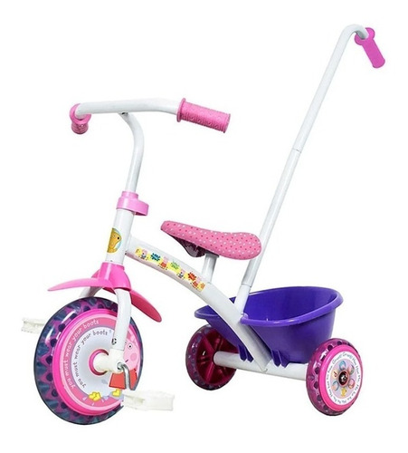 Triciclo Unibike Little Peppa Pig Con Barra En Caja