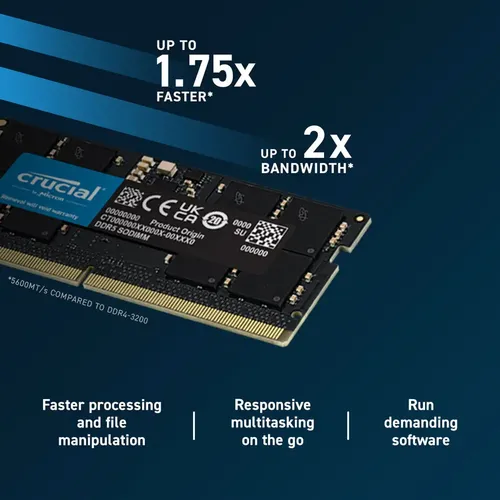 Crucial Ram 64gb Ddr5 5600 Mhz Sodimm Kit 2 Unidades De 32gb
