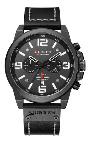 Imagen 2 de 4 de Reloj Curren Hombre Elegante Pulsera Cuero Cuarzo Cronógrafo