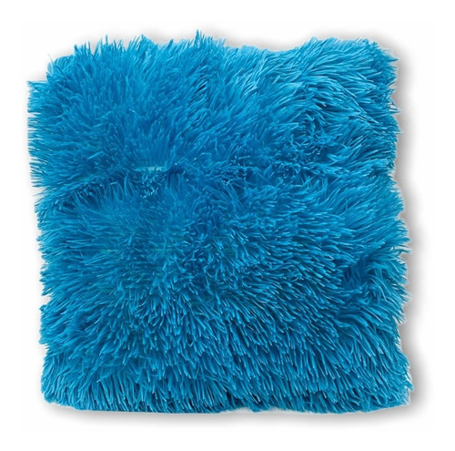 Set Almohadones Peludos Suaves X2 Azul 43cm Con Cierre
