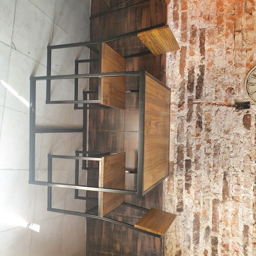 Mesa Bar 70x70x78 Reforzada Industrial + 2 Sillas Hierro