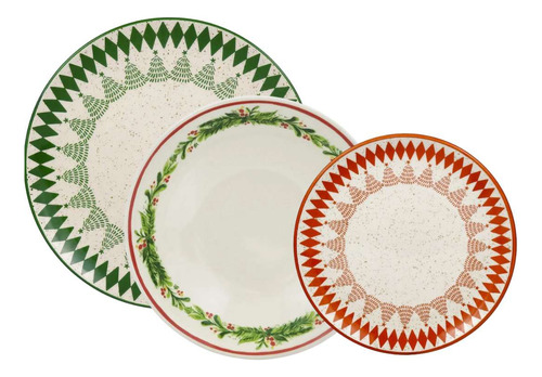 Conjunto Com 18 Pratos Natal Oxford