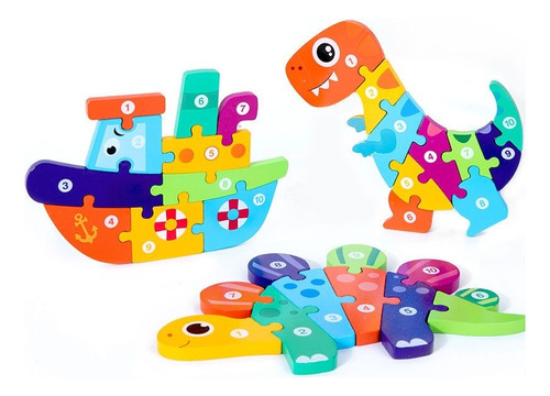 Juguete De Madera Rompecabezas Puzzles Montessori Set 3