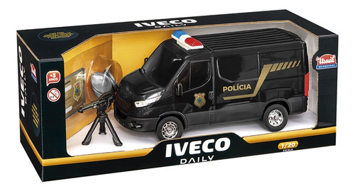 Carrinho Van Polícia Iveco Daily C/ Acessórios - 26cm- Usual