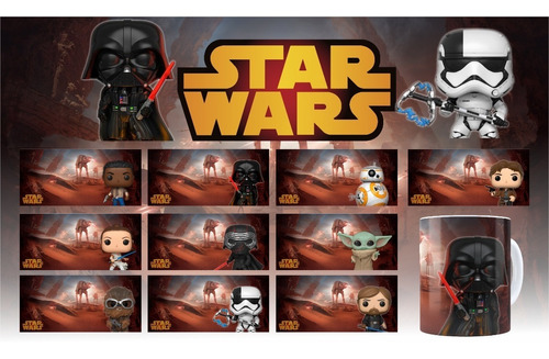 Pack Plantillas Tazas Star Wars Funko Sublimación + Regalos 