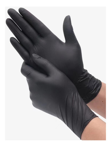 Guantes De Nitrilo Caja Por 100 Unidades, Talla Xl Color Negro, Resistentes A Fluidos Biológicos, Antisépticos Y Desinfectantes.