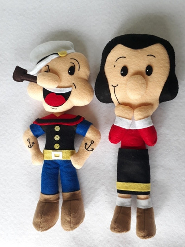Imagen 2 de 3 de Muñeco Popeye El Marino Y Su Novia Olivia Fieltro De 30cm