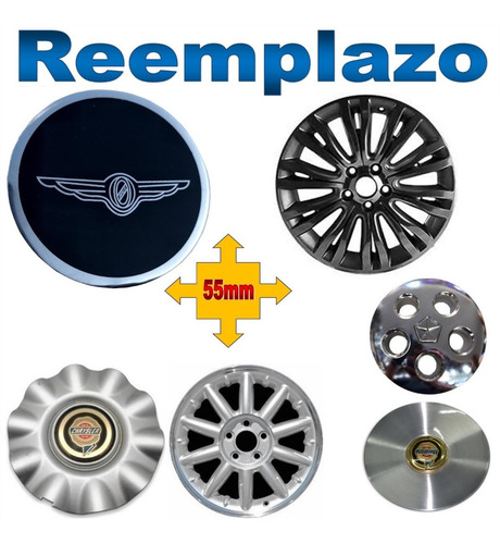 Imagen 3 de 3 de Calcomania En Aluminio Con Logo Chrysler Para Centro De Rin
