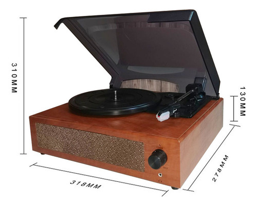 Reproductor De Discos Portátil Con Gramófono Estéreo Clásico