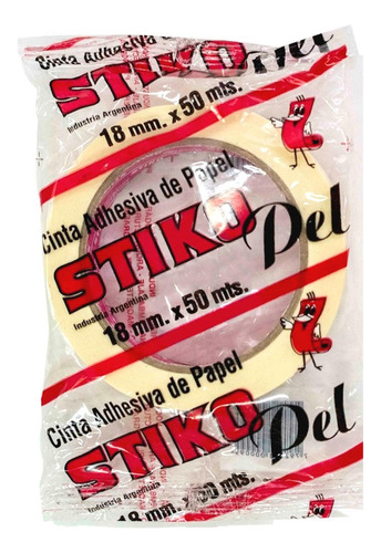 Cinta Adhesiva De Papel Stiko Flexible De 18 Mm X 50 Mts X U