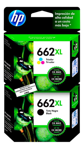 Kit Tinta Hp 662xl Color Y Negro 2545/ 2546 Original