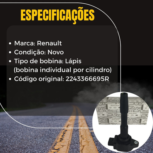 4 Bobina Renault Duster Sandero 1.6 2016 A 2020 224336695r