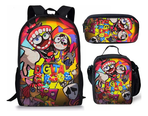 Juego De 3 Mochilas Escolares Magical Digital Circus Color 6