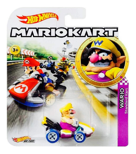Auto Hot Wheels Mario Kart Wario Con Personajes Fundidos A P