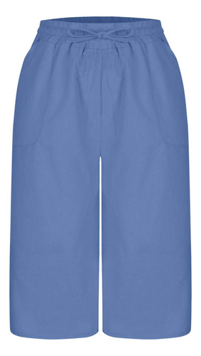 Pantalones Cortos De Cintura Elástica Con Bolsillos De Lino