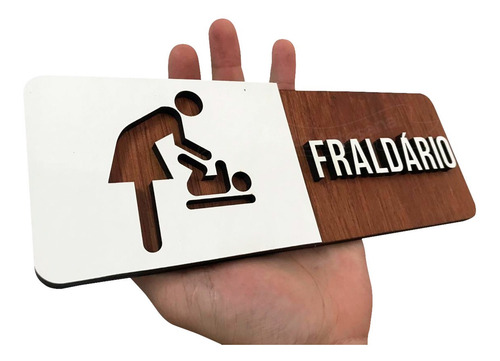 Imagem 3 de 3 de Placa De Fraldário Bebê Trocador Sinalização Restaurante Mdf