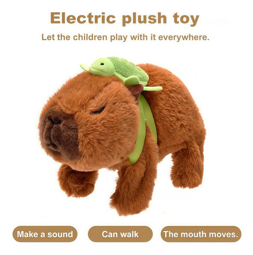 Boneca Capivara De Pelúcia Elétrica Com Mochila, 2 Peças