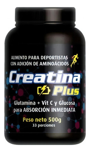 Creatina Plus Glutamina+vit C+ Glucosa 33 Serv 500 G Sabor Sin Sabor