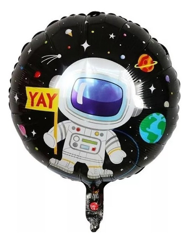 Globo Metalizado Doble Cara Espacio Astronauta 43x43cm 