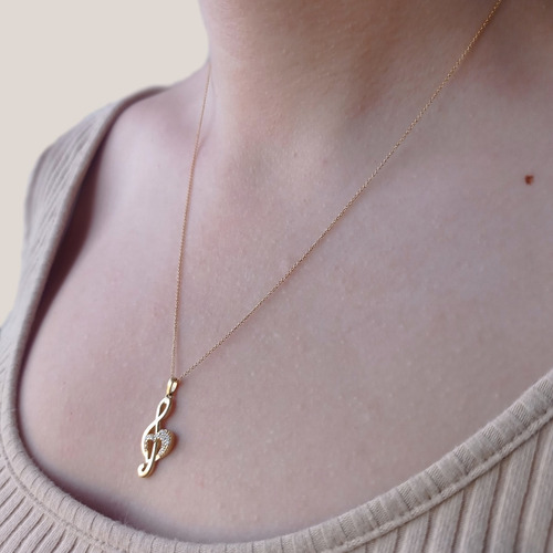 Imagen 3 de 3 de Gargantilla De Oro Italiano De 18k Con Dije De Llave De Sol