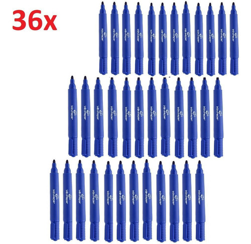 Kit 36 Marcador Canetao Tinta Azul Permanente Multiuso