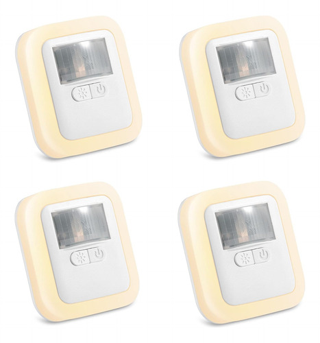 Luz Nocturna Led Blanca Cálida Enchufable Con Sensor Movimie