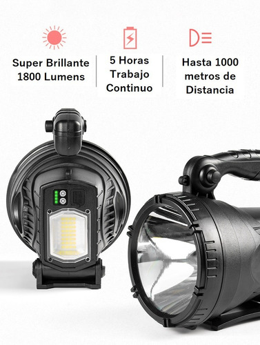 Imagen 2 de 9 de Foco Faro Linterna Mulita+ Agarre+ Soporte+ Powerbank 1800lm