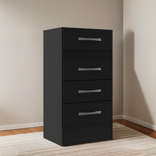 Comoda Suprema 4 Gavetas Preto