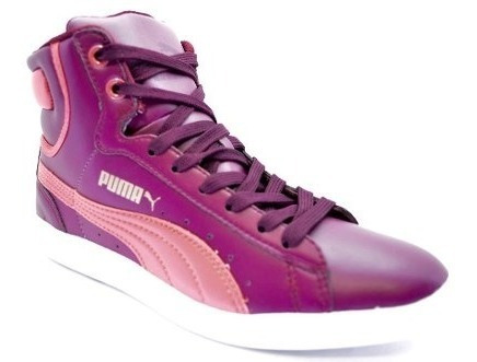 Zapatillas Botitas Puma Vikky Mid Cuero Mujer Violeta C/rosa